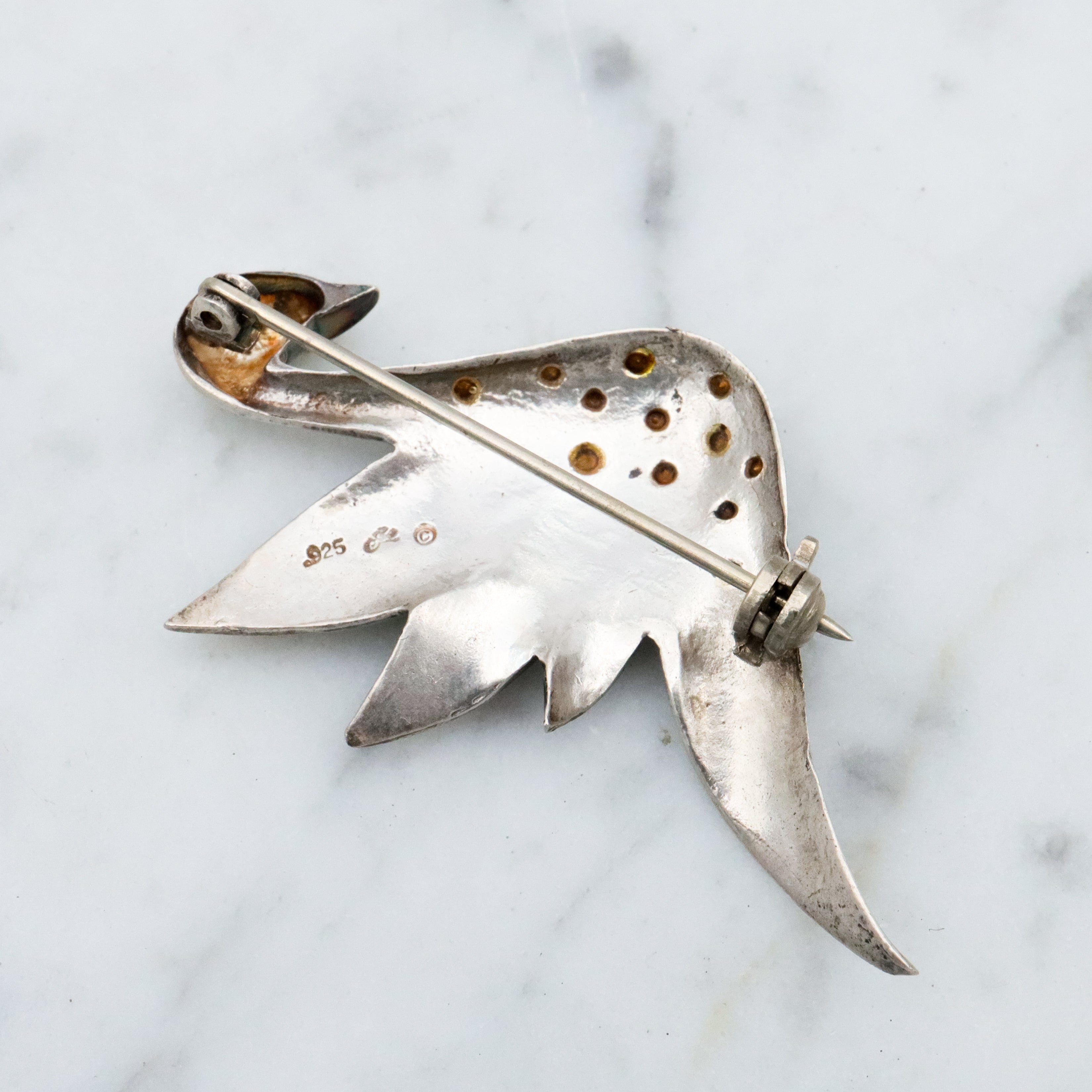 Vintage sterling Jezlaine rhinestone swan brooch